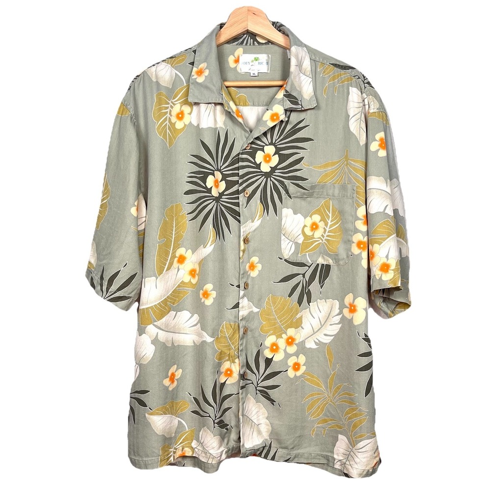 VTG Joey‎ Richi Shirt Mens XL Button Up Silk All Over Print Hawaii Bahama Resort